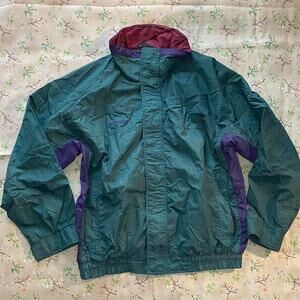 VTG Columbia Jacket Windbreaker Full Zip Colorblock Large Track Workout Running